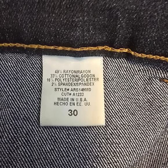 Angry Rabbit Dark Wash High-Waist Blue Denim Jean Shorts Size 30 - Picture 4 of 7